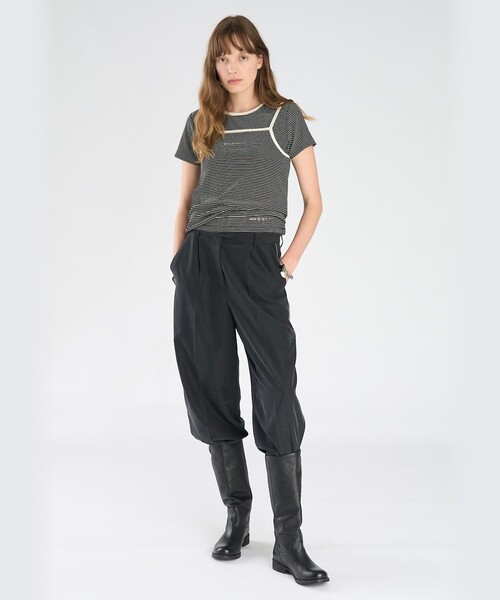 To b. by agnes b.(トゥービーバイアニエスベー)の「ボーダー キャミソール&Tシャツ(Tシャツ/カットソー・レディース・ブラック・38/40)」の6枚目の写真