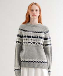 Wool Jacquard Round Knit (Gray)