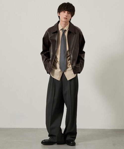 EMMA CLOTHES(エマクローズ)の「合皮ジップアップブルゾン(ブルゾン・メンズ・ダークブラウン/ブラック・M/L/S)」の16枚目の写真