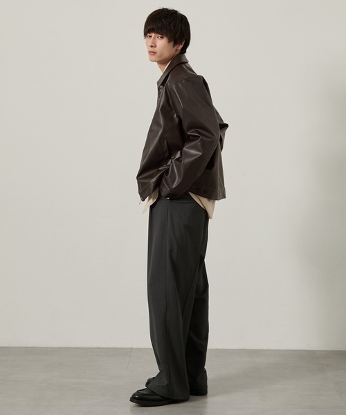 EMMA CLOTHES(エマクローズ)の「合皮ジップアップブルゾン(ブルゾン・メンズ・ダークブラウン/ブラック・M/L/S)」の17枚目の写真