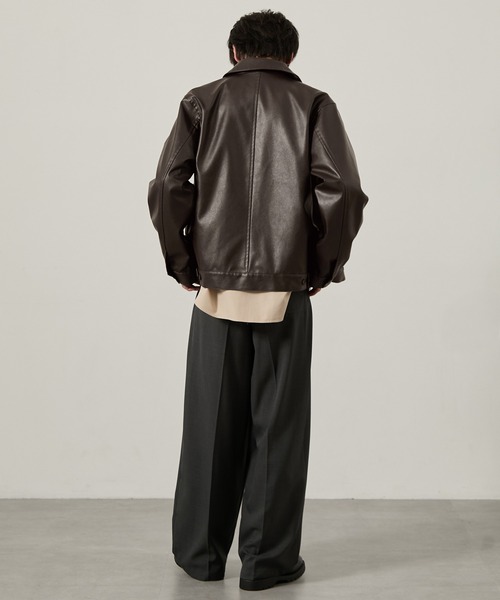 EMMA CLOTHES(エマクローズ)の「合皮ジップアップブルゾン(ブルゾン・メンズ・ダークブラウン/ブラック・M/L/S)」の18枚目の写真