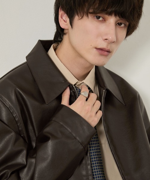 EMMA CLOTHES(エマクローズ)の「合皮ジップアップブルゾン(ブルゾン・メンズ・ダークブラウン/ブラック・M/L/S)」の19枚目の写真
