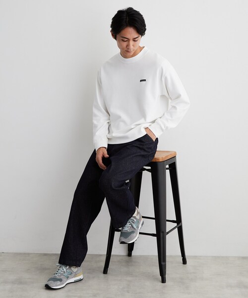 THE SHOP TK (ザ ショップ ティーケー )の「【洗濯機OK/ユニセックス】ダンボール ロゴスウェット(スウェット・メンズ・グレー/オフホワイト/モスグリーン・02/03/04)」の7枚目の写真