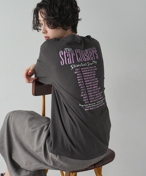 GOOD ROCK SPEED(グッドロックスピード)の「GOOD ROCK SPEED/グッドロックスピード Tour Print ロンT/プリントTシャツ(Tシャツ/カットソー・レディース・オフホワイト/ブラック/ホワイト/チャコールグレー・フリ-)」の1枚目の写真