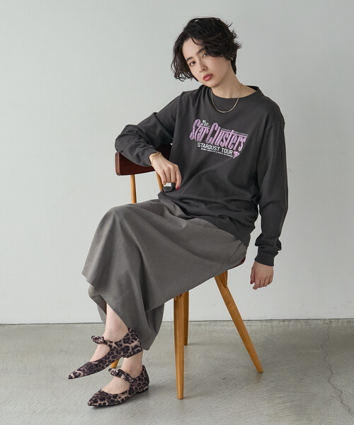 GOOD ROCK SPEED(グッドロックスピード)の「GOOD ROCK SPEED/グッドロックスピード Tour Print ロンT/プリントTシャツ(Tシャツ/カットソー・レディース・オフホワイト/ブラック/ホワイト/チャコールグレー・フリ-)」の5枚目の写真