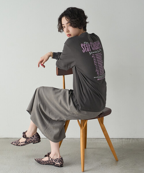 GOOD ROCK SPEED(グッドロックスピード)の「GOOD ROCK SPEED/グッドロックスピード Tour Print ロンT/プリントTシャツ(Tシャツ/カットソー・レディース・オフホワイト/ブラック/ホワイト/チャコールグレー・フリ-)」の6枚目の写真