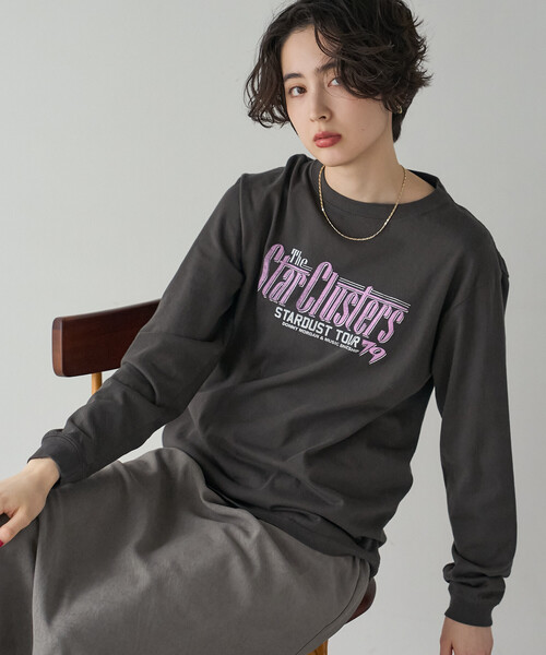 GOOD ROCK SPEED(グッドロックスピード)の「GOOD ROCK SPEED/グッドロックスピード Tour Print ロンT/プリントTシャツ(Tシャツ/カットソー・レディース・オフホワイト/ブラック/ホワイト/チャコールグレー・フリ-)」の9枚目の写真