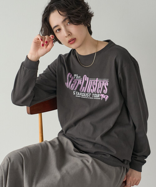 GOOD ROCK SPEED(グッドロックスピード)の「GOOD ROCK SPEED/グッドロックスピード Tour Print ロンT/プリントTシャツ(Tシャツ/カットソー・レディース・オフホワイト/ブラック/ホワイト/チャコールグレー・フリ-)」の11枚目の写真