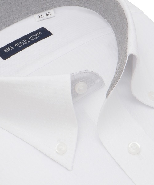 TOKYO SHIRTS（トウキョウシャツ）の「【吸水速乾】【COFREX】 形態安定ノンアイロン ボタンダウン 長袖ビジネスワイシャツ（大きいサイズ・長いサイズ）（ビジネスシャツ・メンズ・ホワイト・首回り47cm-裄丈86cm/首回り45cm-裄丈90cm/首回り45cm-裄丈86cm/首回り45cm-裄丈82cm/首回り41cm-裄丈90cm/首回り43cm-裄丈90cm/首回り42cm-裄丈90cm/首回り39cm-裄丈88cm）」の2枚目の写真