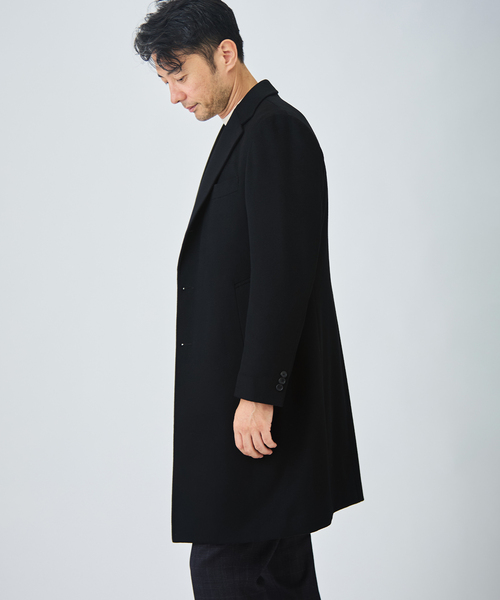EDIFICE(エディフィス)の「SUPER 140’s ウール / カシミヤ チェスターコート(チェスターコート・メンズ・チャコールグレー/ブラック/ネイビー/ブラウン/グリーン/ダークブルー・44/46/48/50/42)」の12枚目の写真