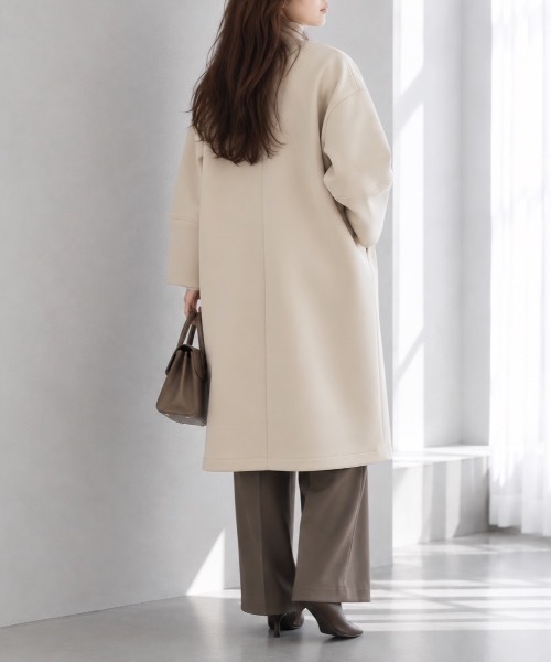 Muffiny（マフィニー）の「ダンボールニットノーカラーコート（ノーカラーコート・レディース・グレー/ネイビー/アイボリー・MEDIUM）」の10枚目の写真