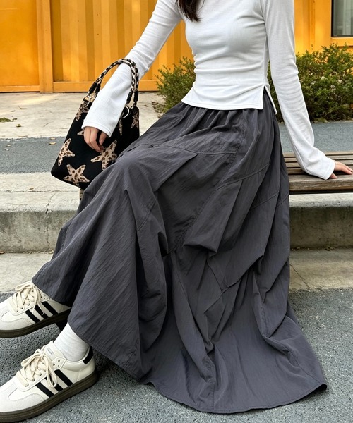 SHOUYO(ショウヨウ)の「かわいいシルエットデザインロングスカート(スカート・レディース・ブラック/グレー/ベージュ・M)」の10枚目の写真