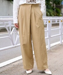 【撥水加工】アシメトリーストレッチツイルタックコクーンパンツ