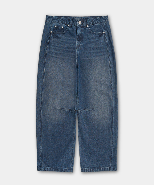 EXCONTAINER(エックスコンテナ)の「カーブドワイドデニムパンツ (WASHED INDIGO)(デニムパンツ・メンズ・その他・SMALL/MEDIUM/LARGE/X-LARGE)」の2枚目の写真