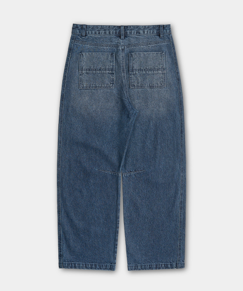 EXCONTAINER(エックスコンテナ)の「カーブドワイドデニムパンツ (WASHED INDIGO)(デニムパンツ・メンズ・その他・SMALL/MEDIUM/LARGE/X-LARGE)」の3枚目の写真