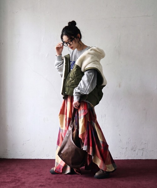 antiqua(アンティカ)の「2WAY ボア キルティング ジャケット(ブルゾン・レディース・ブラック/カーキ・ONESIZE)」の14枚目の写真