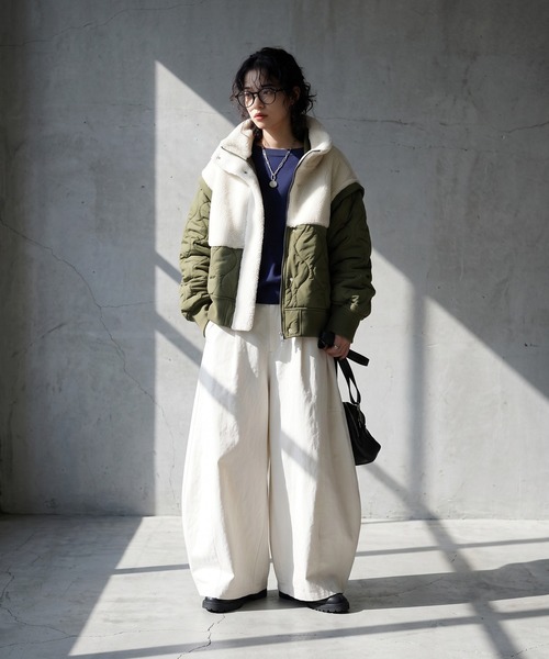 antiqua(アンティカ)の「2WAY ボア キルティング ジャケット(ブルゾン・レディース・ブラック/カーキ・ONESIZE)」の18枚目の写真