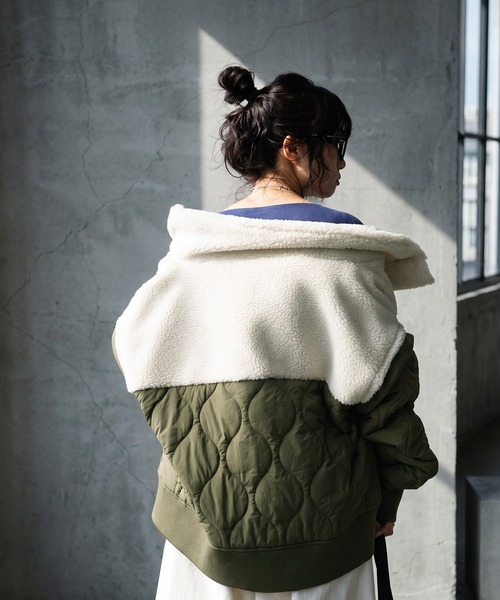 antiqua(アンティカ)の「2WAY ボア キルティング ジャケット(ブルゾン・レディース・ブラック/カーキ・ONESIZE)」の19枚目の写真