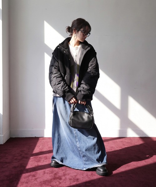 antiqua(アンティカ)の「2WAY ボア キルティング ジャケット(ブルゾン・レディース・ブラック/カーキ・ONESIZE)」の6枚目の写真