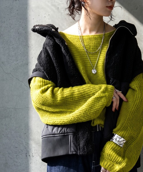 antiqua(アンティカ)の「2WAY ボア キルティング ジャケット(ブルゾン・レディース・ブラック/カーキ・ONESIZE)」の9枚目の写真