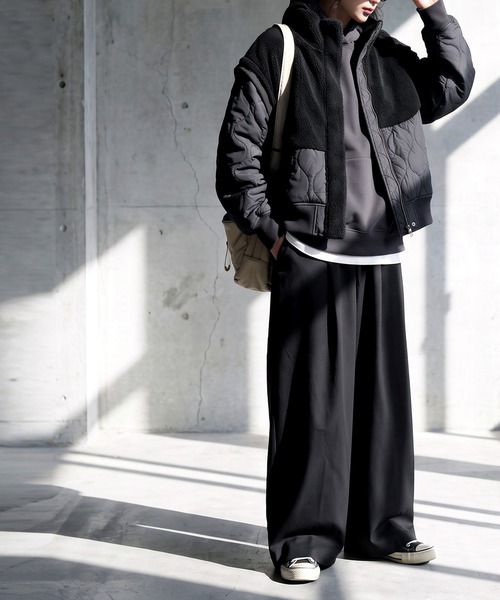 antiqua(アンティカ)の「2WAY ボア キルティング ジャケット(ブルゾン・レディース・ブラック/カーキ・ONESIZE)」の10枚目の写真