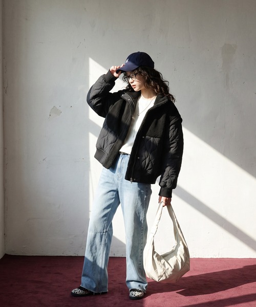 antiqua(アンティカ)の「2WAY ボア キルティング ジャケット(ブルゾン・レディース・ブラック/カーキ・ONESIZE)」の11枚目の写真