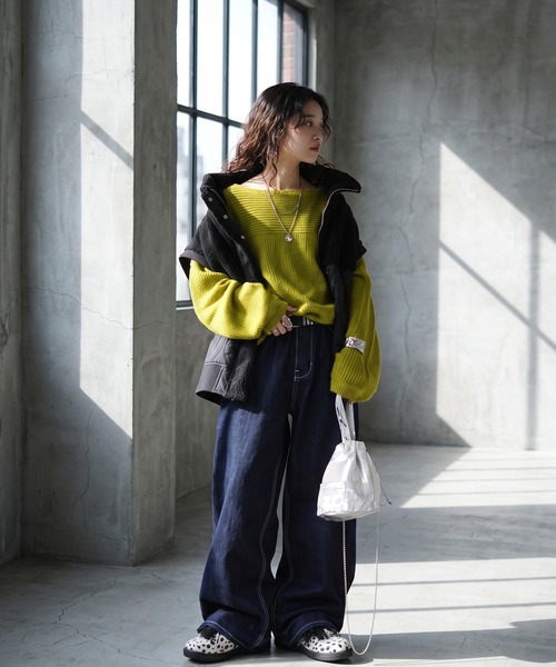 antiqua(アンティカ)の「2WAY ボア キルティング ジャケット(ブルゾン・レディース・ブラック/カーキ・ONESIZE)」の12枚目の写真