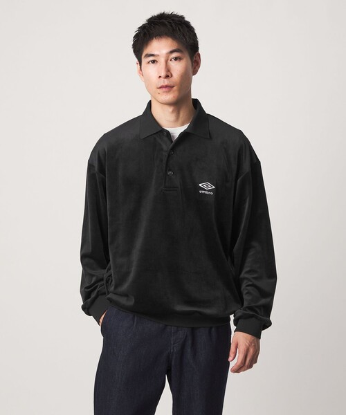 UMBRO(アンブロ)の「【別注】<UMBRO>ベロア 長袖 ポロシャツ(Tシャツ/カットソー・メンズ・ブラック/ダークブラウン・L/M)」の7枚目の写真