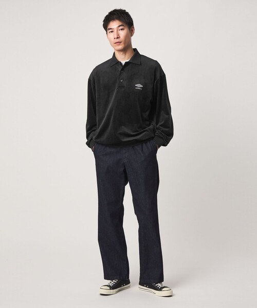 UMBRO(アンブロ)の「【別注】<UMBRO>ベロア 長袖 ポロシャツ(Tシャツ/カットソー・メンズ・ブラック/ダークブラウン・L/M)」の8枚目の写真