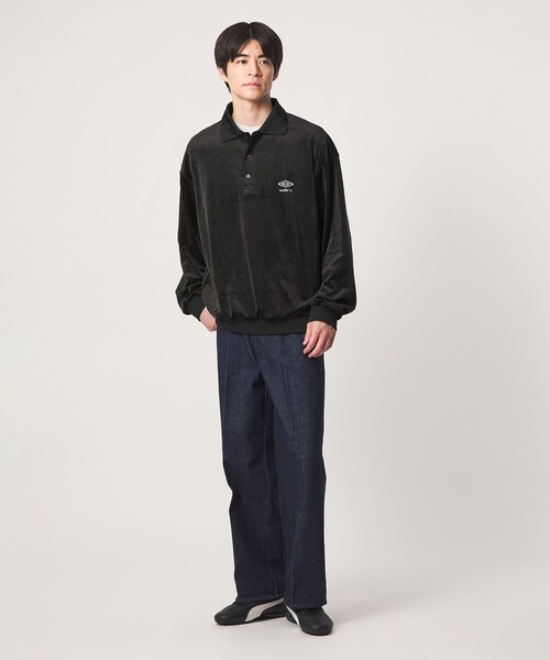 UMBRO(アンブロ)の「【別注】<UMBRO>ベロア 長袖 ポロシャツ(Tシャツ/カットソー・メンズ・ブラック/ダークブラウン・L/M)」の10枚目の写真
