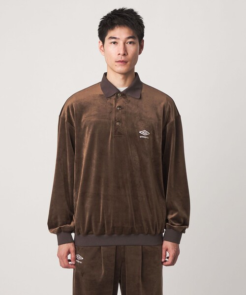 UMBRO(アンブロ)の「【別注】<UMBRO>ベロア 長袖 ポロシャツ(Tシャツ/カットソー・メンズ・ブラック/ダークブラウン・L/M)」の11枚目の写真