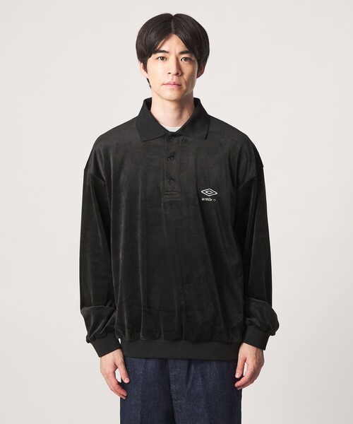 UMBRO(アンブロ)の「【別注】<UMBRO>ベロア 長袖 ポロシャツ(Tシャツ/カットソー・メンズ・ブラック/ダークブラウン・L/M)」の20枚目の写真