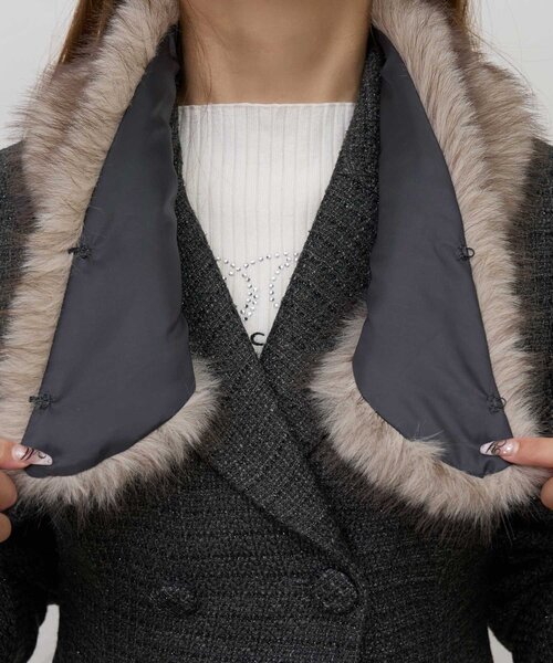 Belle Charme(ベルシャルム)の「【Belle Charme】Fur Tweed Peplum Jacket(テーラードジャケット・レディース・アイボリー/グレー・FREE)」の20枚目の写真