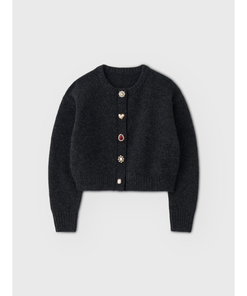 EIMY ISTOIRE(エイミーイストワール)の「BIJOU KNIT CARDIGAN(ノーカラージャケット・レディース・オフホワイト/ブラウン/ブラック/チャコールグレー・FREE)」の3枚目の写真