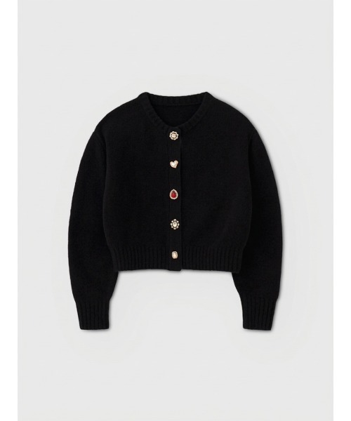 EIMY ISTOIRE(エイミーイストワール)の「BIJOU KNIT CARDIGAN(ノーカラージャケット・レディース・オフホワイト/ブラウン/ブラック/チャコールグレー・FREE)」の2枚目の写真