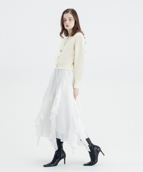 EIMY ISTOIRE(エイミーイストワール)の「BIJOU KNIT CARDIGAN(ノーカラージャケット・レディース・オフホワイト/ブラウン/ブラック/チャコールグレー・FREE)」の7枚目の写真