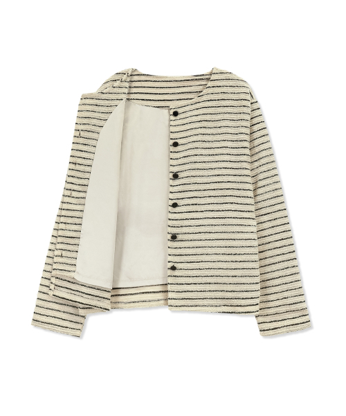 Yuje(ユジェ)の「FUR STRIPE CARDIGAN (2color)(カーディガン/ボレロ・レディース・ブラウン/ベージュ・FREE)」の7枚目の写真
