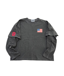 8 Flag ピグメントレイヤードTシャツ (チャコール)