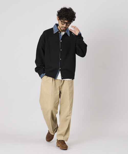 FREAK'S STORE（フリークスストア）の「デニム ドッキング ニットカーディガン（カーディガン/ボレロ・メンズ・グレー/ブラック・LARGE/MEDIUM）」の3枚目の写真