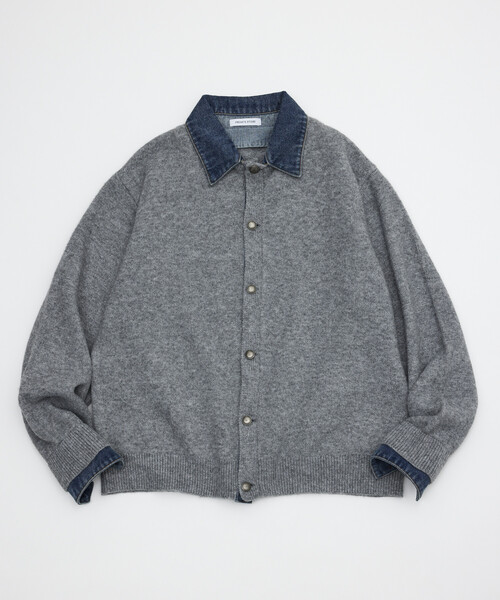 FREAK'S STORE（フリークスストア）の「デニム ドッキング ニットカーディガン（カーディガン/ボレロ・メンズ・グレー/ブラック・LARGE/MEDIUM）」の4枚目の写真