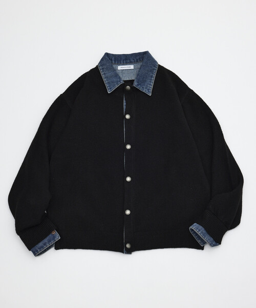 FREAK'S STORE（フリークスストア）の「デニム ドッキング ニットカーディガン（カーディガン/ボレロ・メンズ・グレー/ブラック・LARGE/MEDIUM）」の15枚目の写真