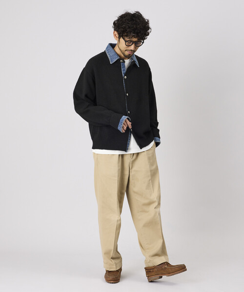 FREAK'S STORE（フリークスストア）の「デニム ドッキング ニットカーディガン（カーディガン/ボレロ・メンズ・グレー/ブラック・LARGE/MEDIUM）」の17枚目の写真