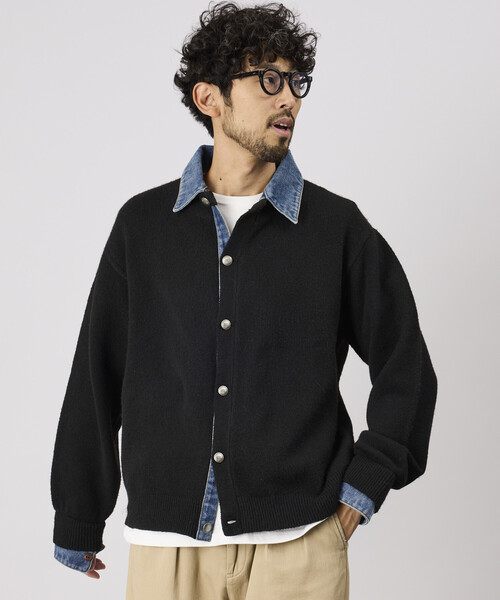 FREAK'S STORE（フリークスストア）の「デニム ドッキング ニットカーディガン（カーディガン/ボレロ・メンズ・グレー/ブラック・LARGE/MEDIUM）」の20枚目の写真