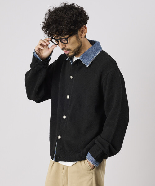 FREAK'S STORE（フリークスストア）の「デニム ドッキング ニットカーディガン（カーディガン/ボレロ・メンズ・グレー/ブラック・LARGE/MEDIUM）」の21枚目の写真