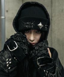 DIG YOUR OWN GRAVE（ディグユアオウングレイブ）の「【DIG YOUR OWN GRAVE】SHADOW CREST BEANIE / 【ディグユアオウングレイブ】トライバルメタルロゴニット帽（ニットキャップ/ビーニー）」