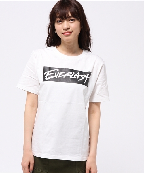 VENCEEXCHANGE（ヴァンスエクスチェンジ）の「EVERLAST エバーラスト ボックスロゴTシャツ（Tシャツ/カットソー・レディース・オフホワイト/ブラック・MEDIUM）」の3枚目の写真