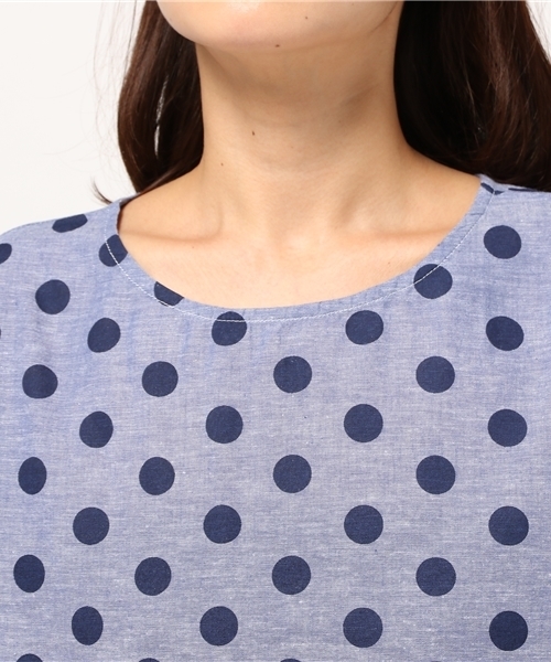 POU DOU DOU（プードゥドゥ）の「綿麻ボイル先染めフレアー袖ブラウス（シャツ/ブラウス・レディース・グリーン系その他/ブルー系その他/グレー系その他・3）」の7枚目の写真