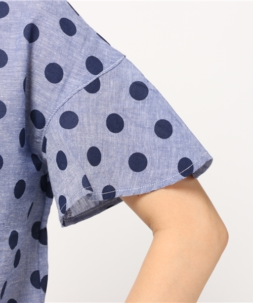 POU DOU DOU（プードゥドゥ）の「綿麻ボイル先染めフレアー袖ブラウス（シャツ/ブラウス・レディース・グリーン系その他/ブルー系その他/グレー系その他・3）」の8枚目の写真