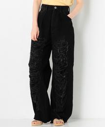 Another Edition | ダメージブラックデニムワイド/AEBC DAMAGE BLK/DNM WIDE(デニムパンツ)
