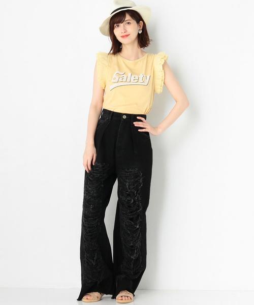 Another Edition（アナザーエディション）の「ダメージブラックデニムワイド/AEBC DAMAGE BLK/DNM WIDE（デニムパンツ・レディース・ブラック・MEDIUM/SMALL）」の5枚目の写真